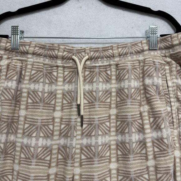 Patagonia Pants Womens Large Tan Fleece Patterned Drawstring Jogger Pockets FA23 - Picture 2 of 13